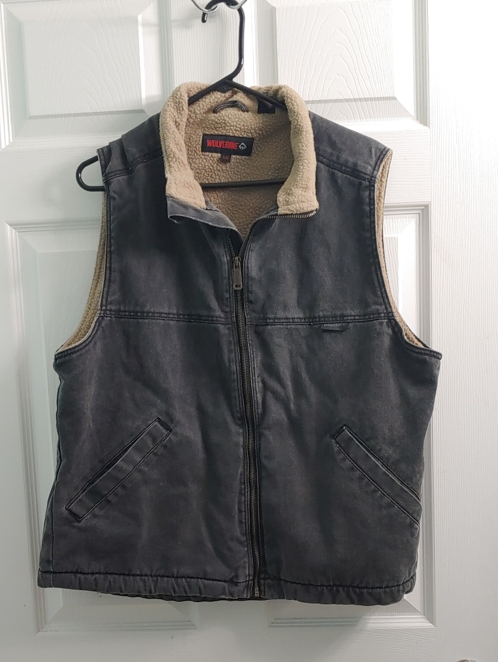 Vintage Charcoal Canvas Vest Men's L Wolverine Sherpa
